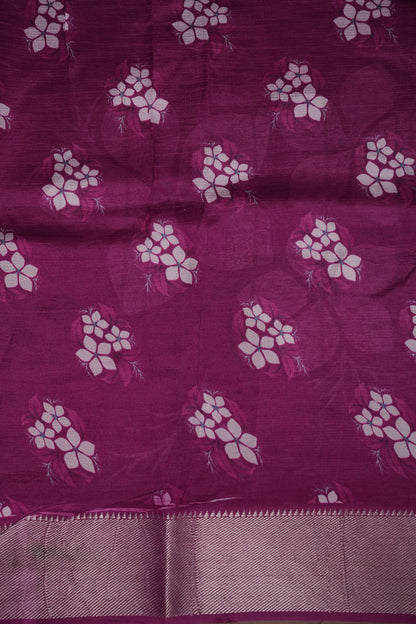 Mangalagiri Printed Silk Saree - Blush Pink & Wine Purple