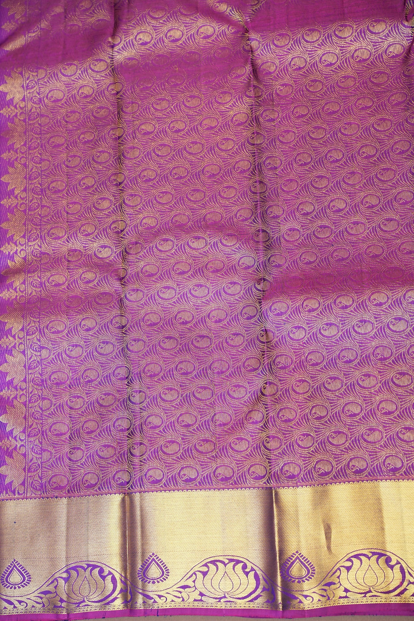 Royal Blue & Magenta Pure Kanchivaram Silk Saree with Rich Gold Zari Weave|Silk Mark Certified