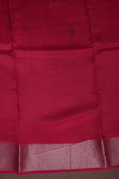 Mangalagiri Printed Silk Saree - Yellow & Rani Pink
