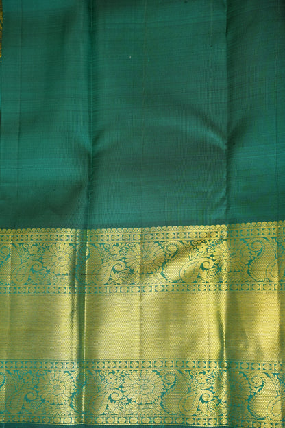 Emerald Green Pure Kanchivaram Silk Saree with Rich Gold Zari Weave|Silk Mark Certified
