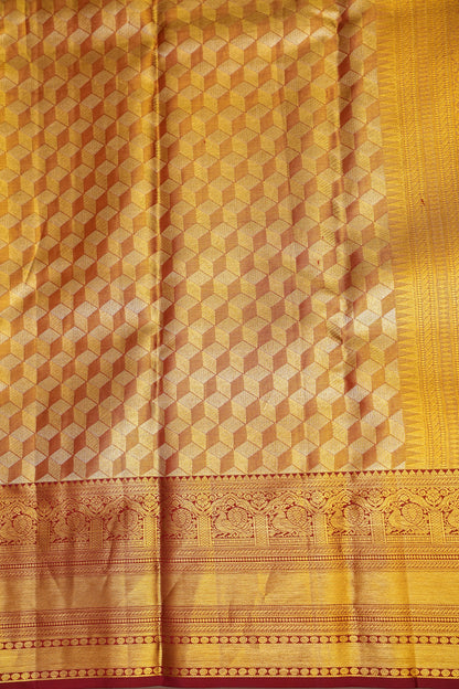 Deep Red with Gold Zari Pure Tissue Kanchipuram Silk Saree|Silk Mark Certified