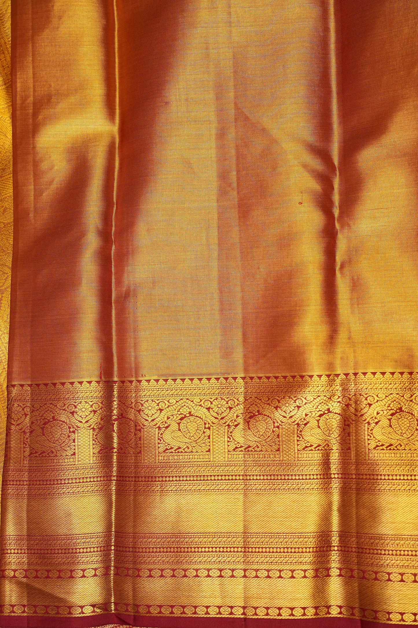 Deep Red with Gold Zari Pure Tissue Kanchipuram Silk Saree|Silk Mark Certified