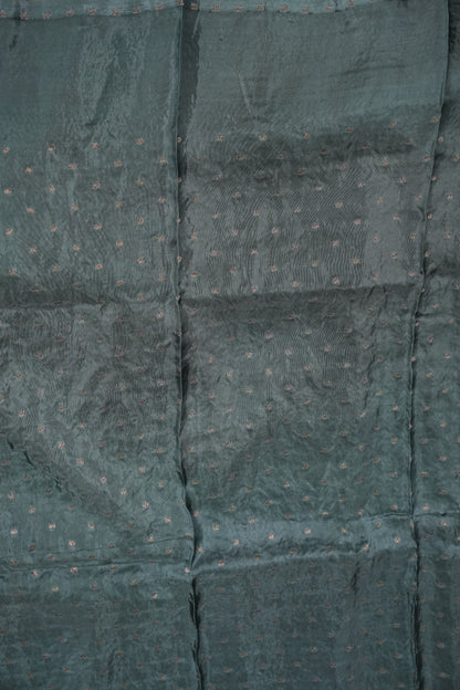 Khaddi Georgette Crepe Silk Saree with Antique Border – Blue Grey