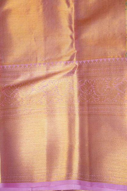Beige Gold & Baby Pink Pure Tissue Kanchipuram Silk Saree|Silk Mark Certified