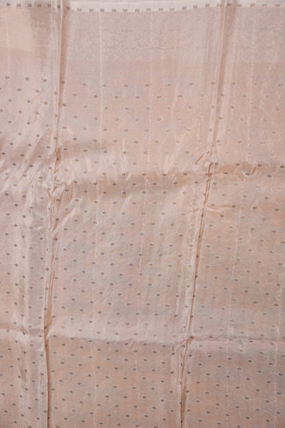 Khaddi Georgette Crepe Silk Saree with Antique Border – Mustard & White