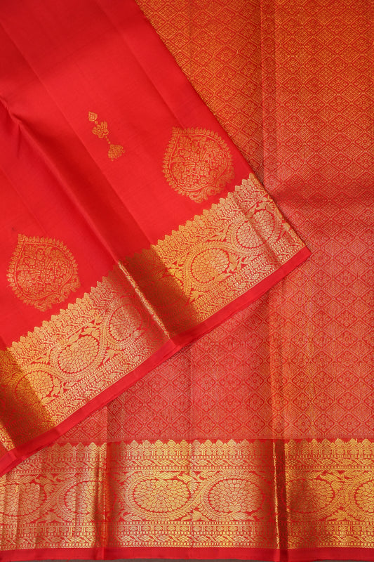 Vibrant Red Pure Kanchivaram Silk Saree with Rich Gold Zari Weave|Silk Mark Certified