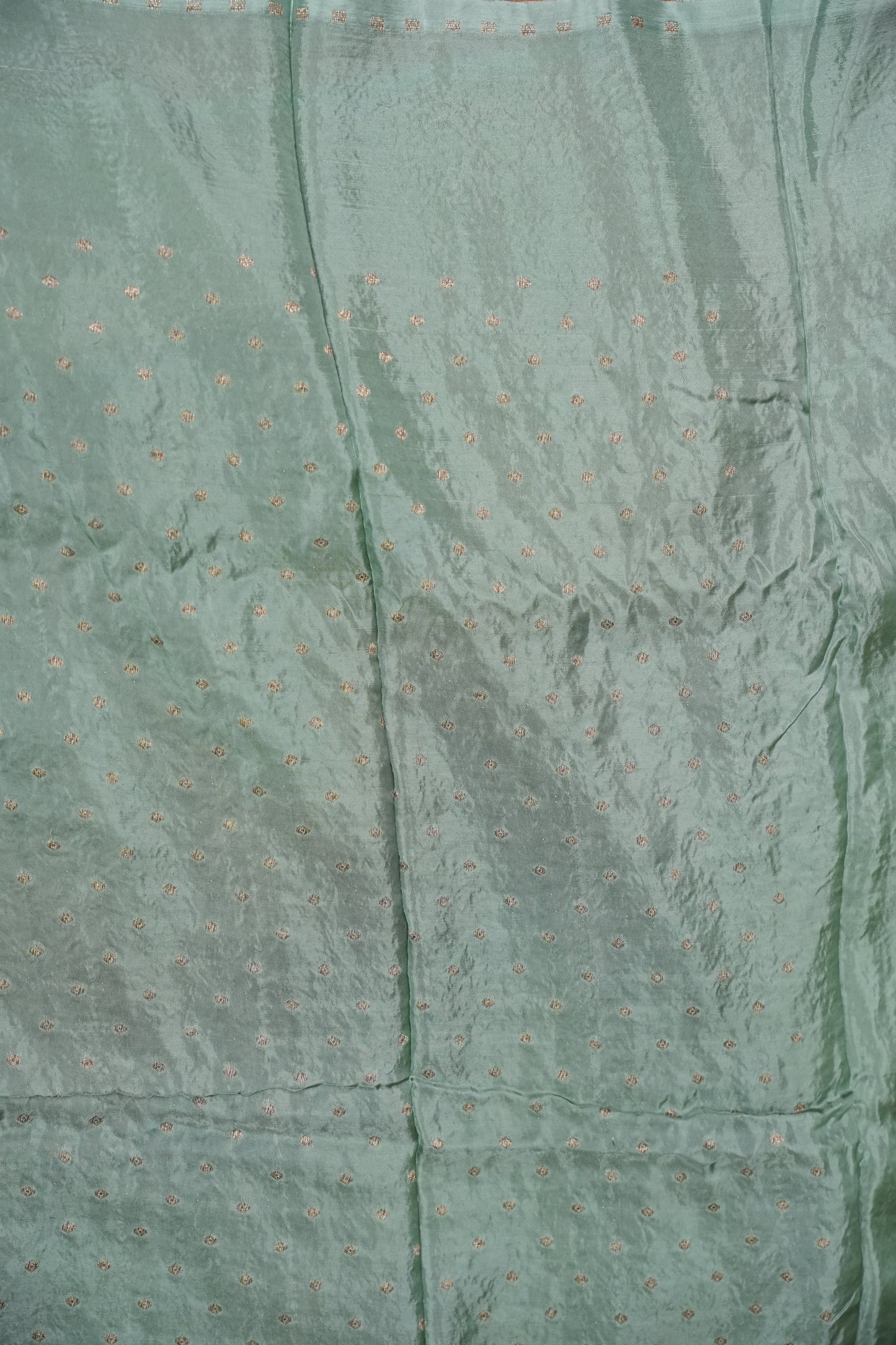 Khaddi Georgette Crepe Silk Saree with Antique Border – Bottle Green & Blue Grey