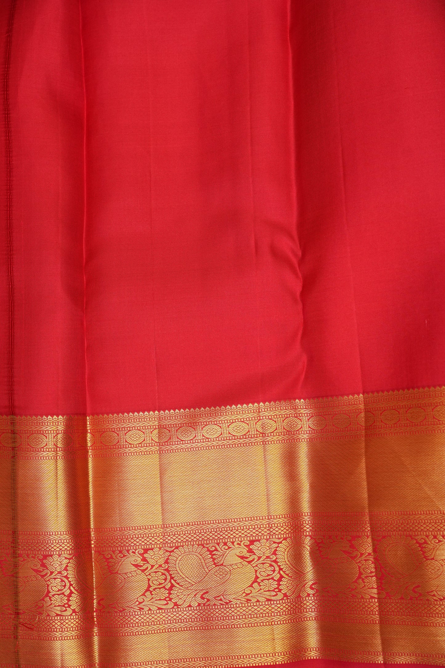 Bridal Red Pure Kanchivaram Silk Saree with Rich Gold Zari Border|Silk Mark Certified