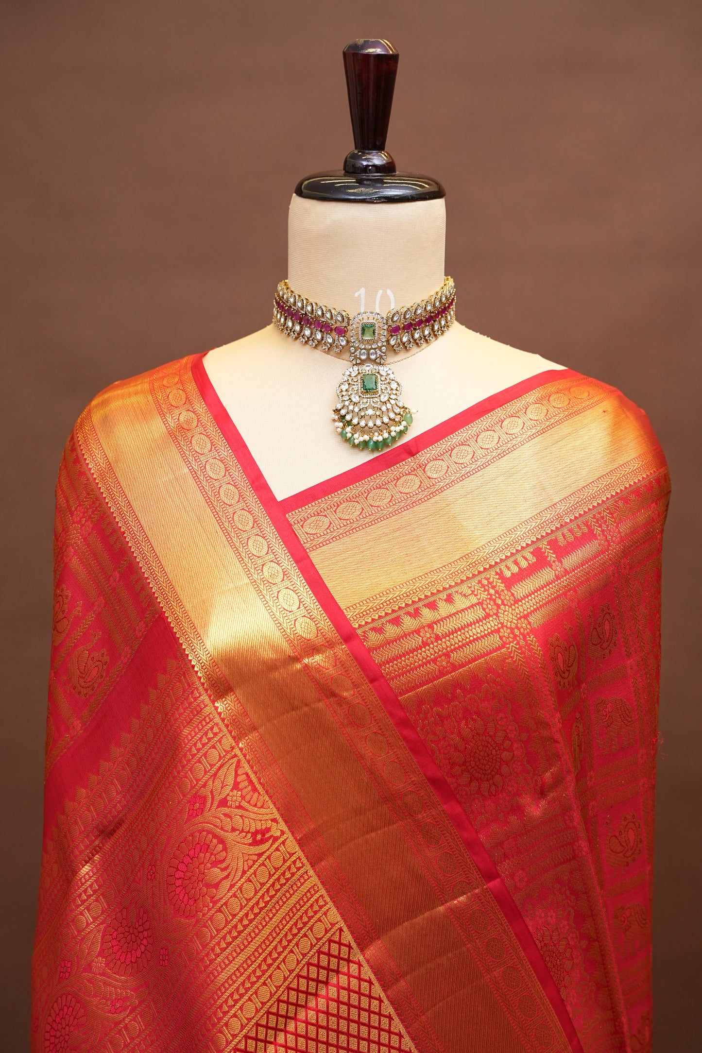 Bridal Red Pure Kanchivaram Silk Saree with Rich Gold Zari Border|Silk Mark Certified