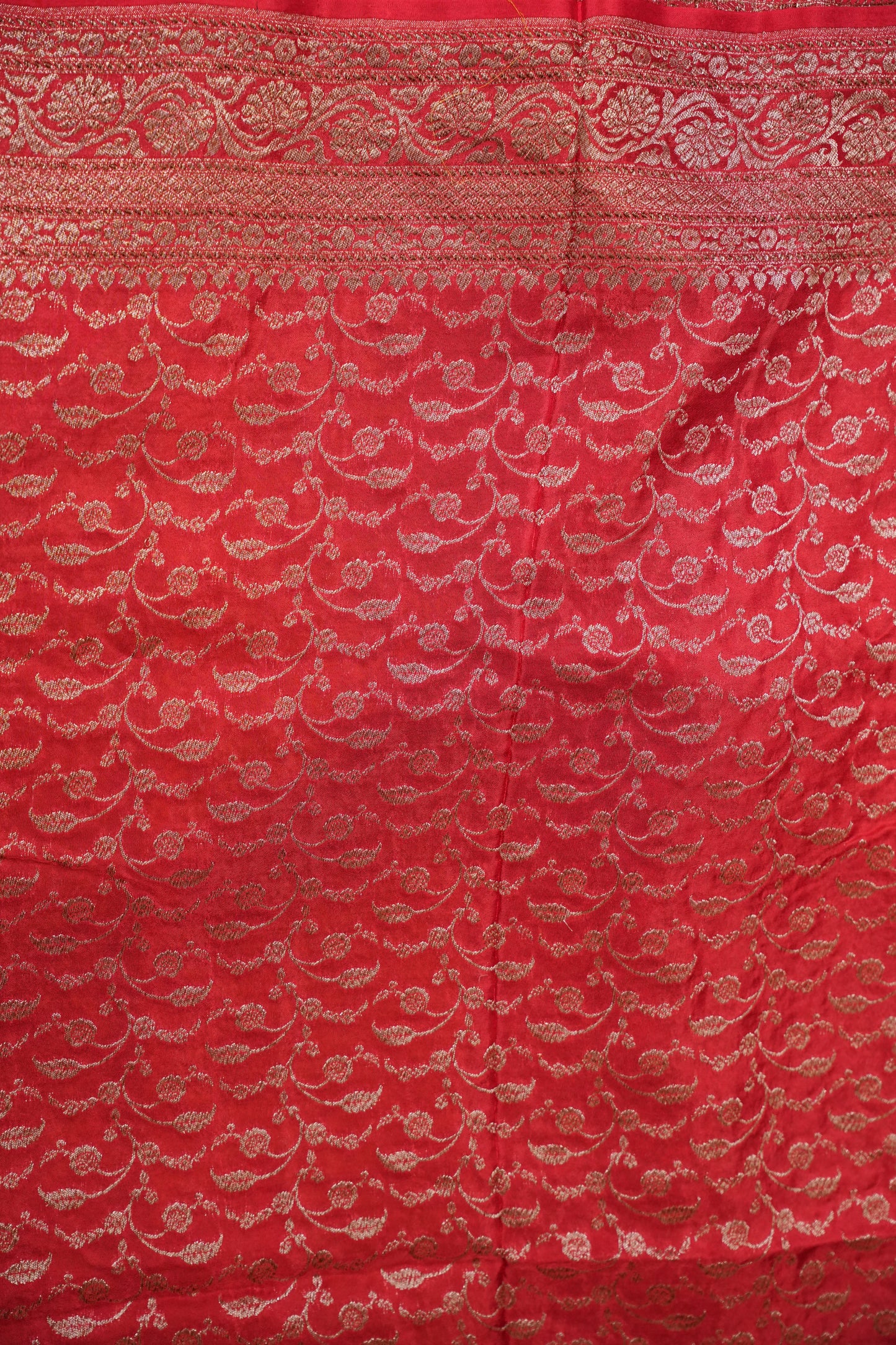 Khaddi Georgette Crepe Silk Saree with Antique Border – Yellow & Red