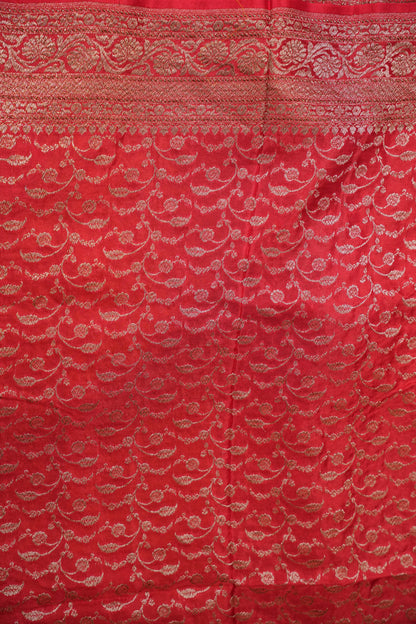Khaddi Georgette Crepe Silk Saree with Antique Border – Yellow & Red