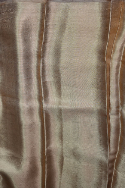 Pure Organza Tissue Banarasi Silk Saree – Champagne Gold | Silk Mark Certified