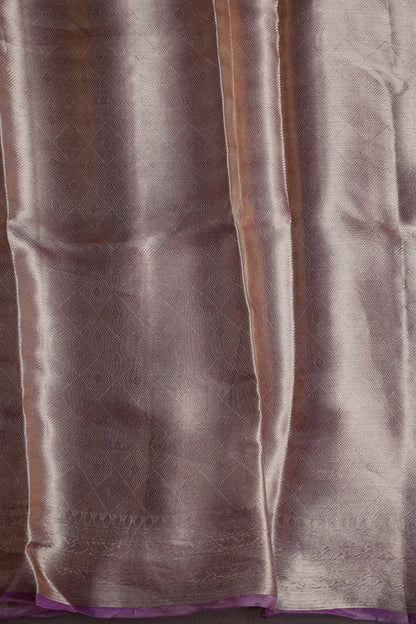 Pure Organza Tissue Banarasi Silk Saree – Onion Pink with Purple Border | Silk Mark Certified