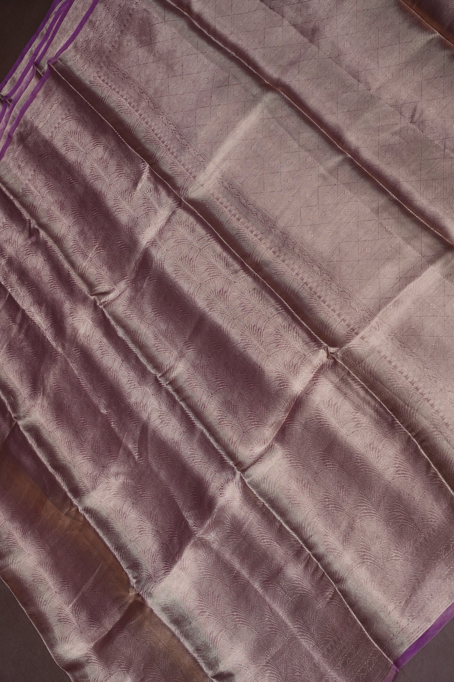 Pure Organza Tissue Banarasi Silk Saree – Onion Pink with Purple Border | Silk Mark Certified