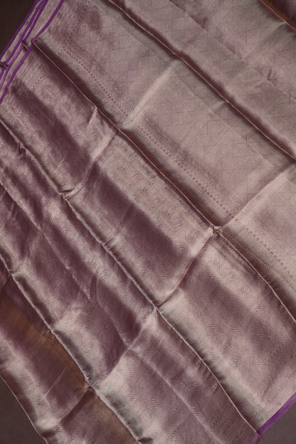 Pure Organza Tissue Banarasi Silk Saree – Onion Pink with Purple Border | Silk Mark Certified