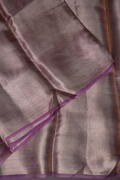 Pure Organza Tissue Banarasi Silk Saree – Onion Pink with Purple Border | Silk Mark Certified