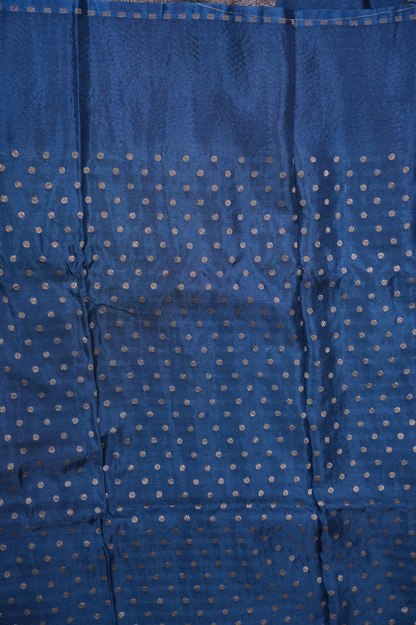 Khaddi Georgette Crepe Silk Saree with Antique Border – Blue Grey & Peacock Blue
