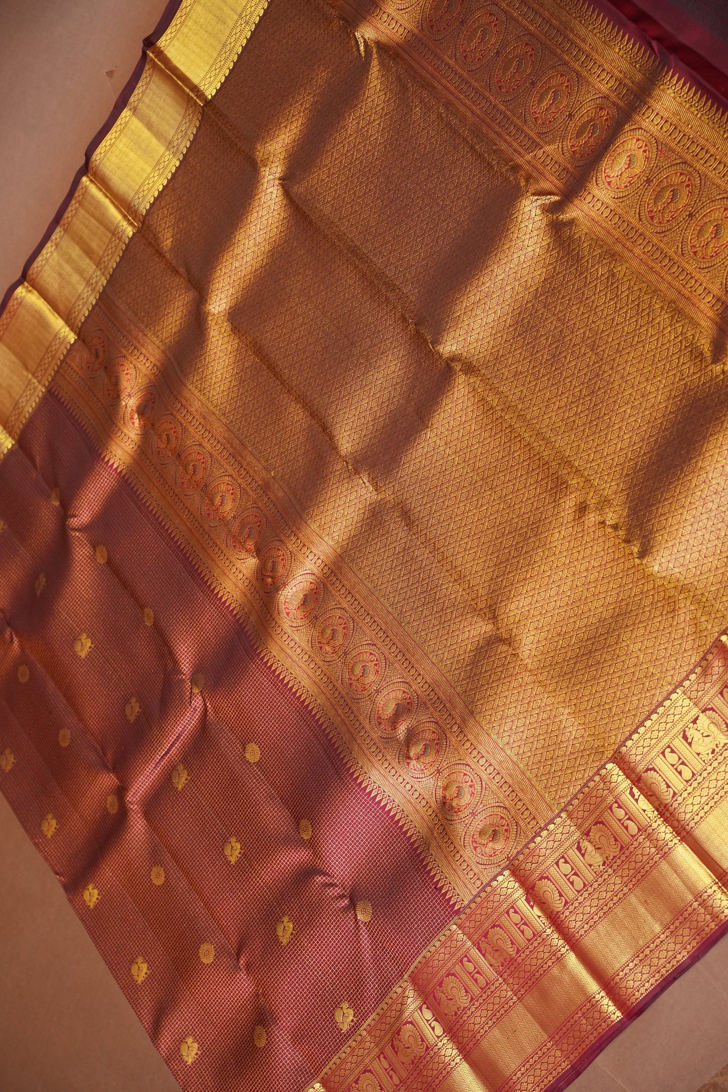 Bridal Maroon Pure Kanchivaram Silk Saree with Rich Zari Weave|Silk Mark Certified