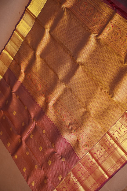 Bridal Maroon Pure Kanchivaram Silk Saree with Rich Zari Weave|Silk Mark Certified