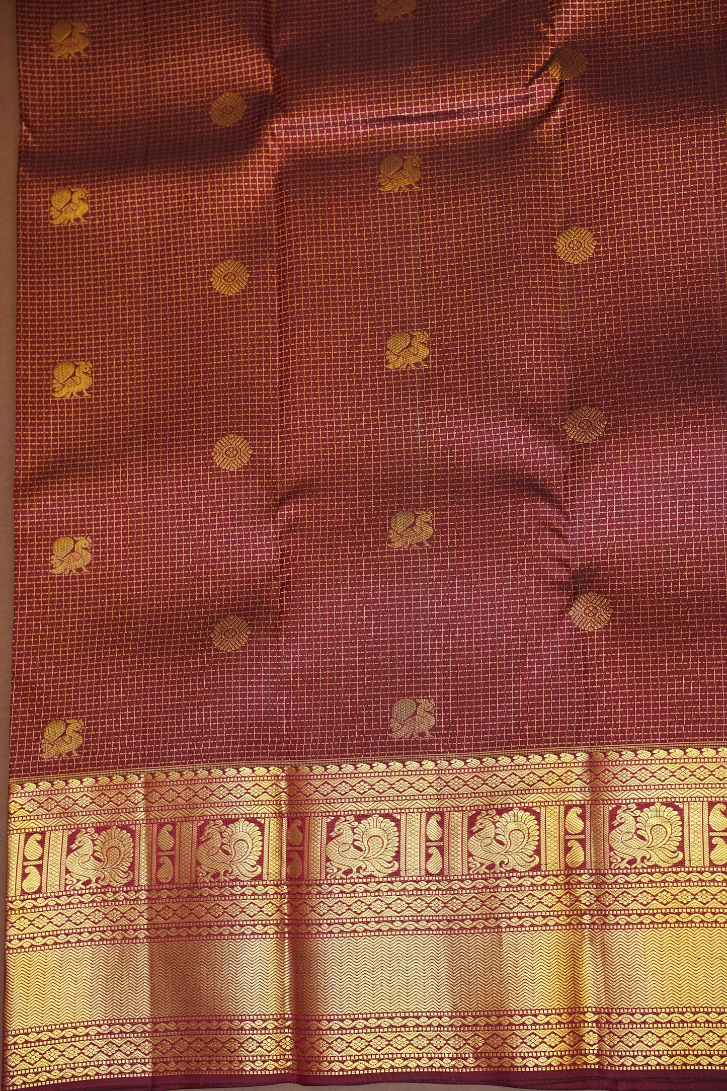 Bridal Maroon Pure Kanchivaram Silk Saree with Rich Zari Weave|Silk Mark Certified