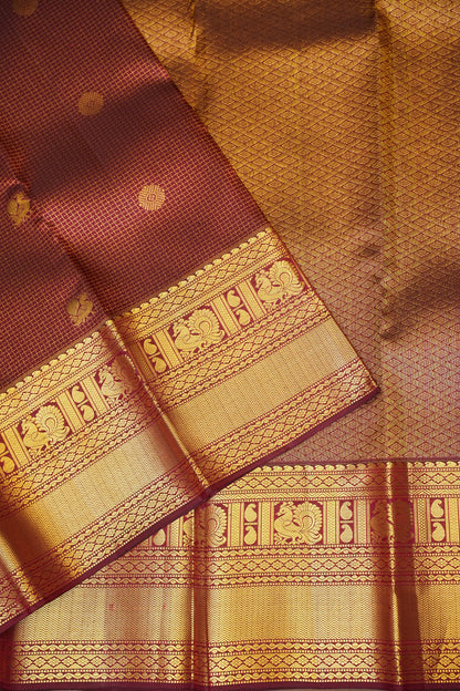 Bridal Maroon Pure Kanchivaram Silk Saree with Rich Zari Weave|Silk Mark Certified