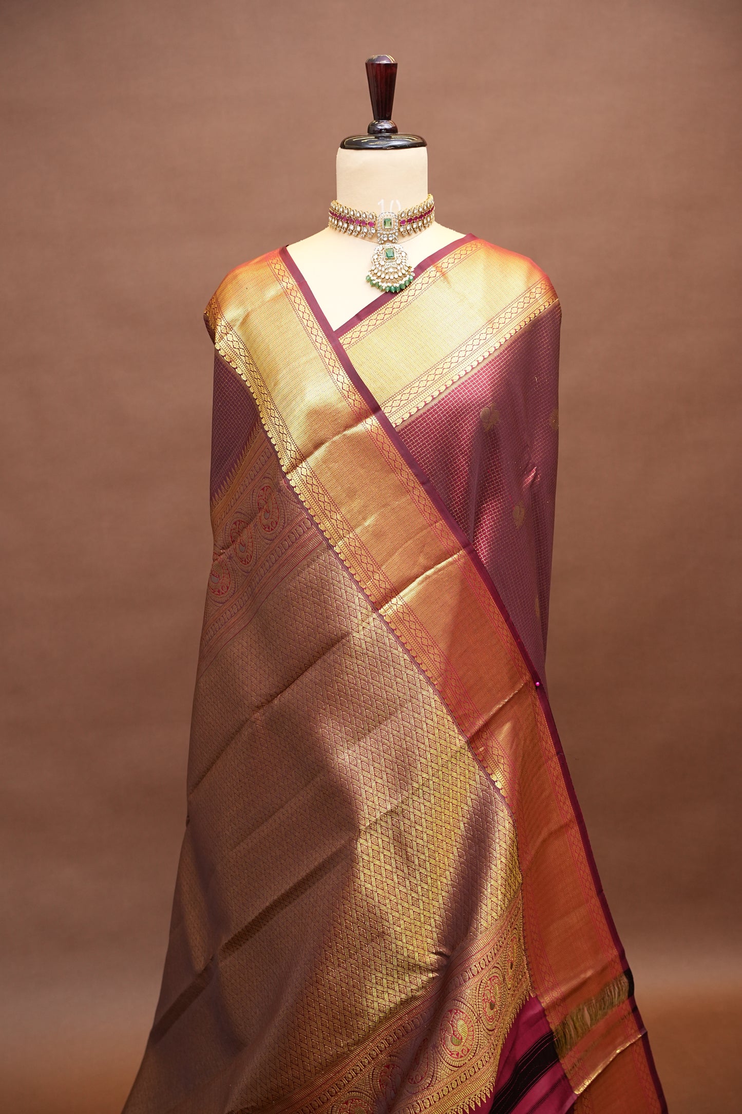 Bridal Maroon Pure Kanchivaram Silk Saree with Rich Zari Weave|Silk Mark Certified