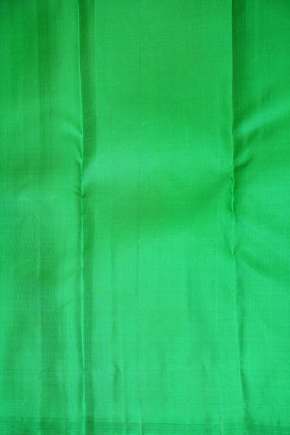 Deep Red & Parrot Green Borderless Pure Kanchivaram Silk Saree|Silk Mark Certified.