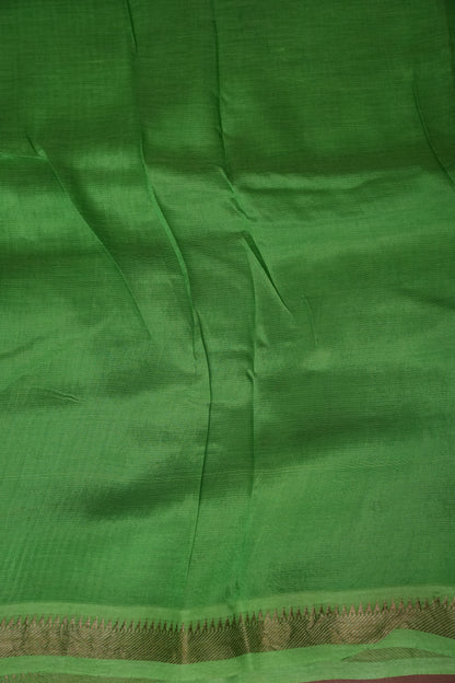 Mangalagiri Silk Shibori Tie & Dye Saree - White with Leaf Green