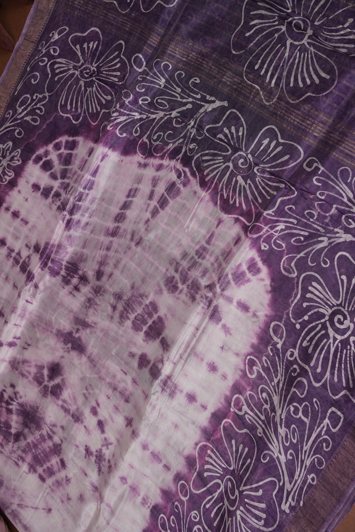 Mangalagiri Silk Shibori Tie & Dye Saree - Lavender