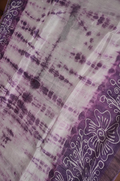 Mangalagiri Silk Shibori Tie & Dye Saree - Lavender