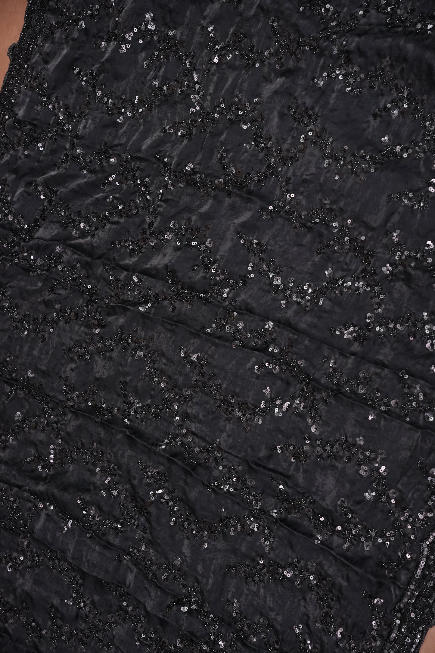 Midnight Black Sequin Embroidered Party Wear Saree|Subarnam's Exclusive