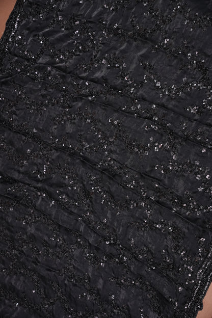 Midnight Black Sequin Embroidered Party Wear Saree|Subarnam's Exclusive
