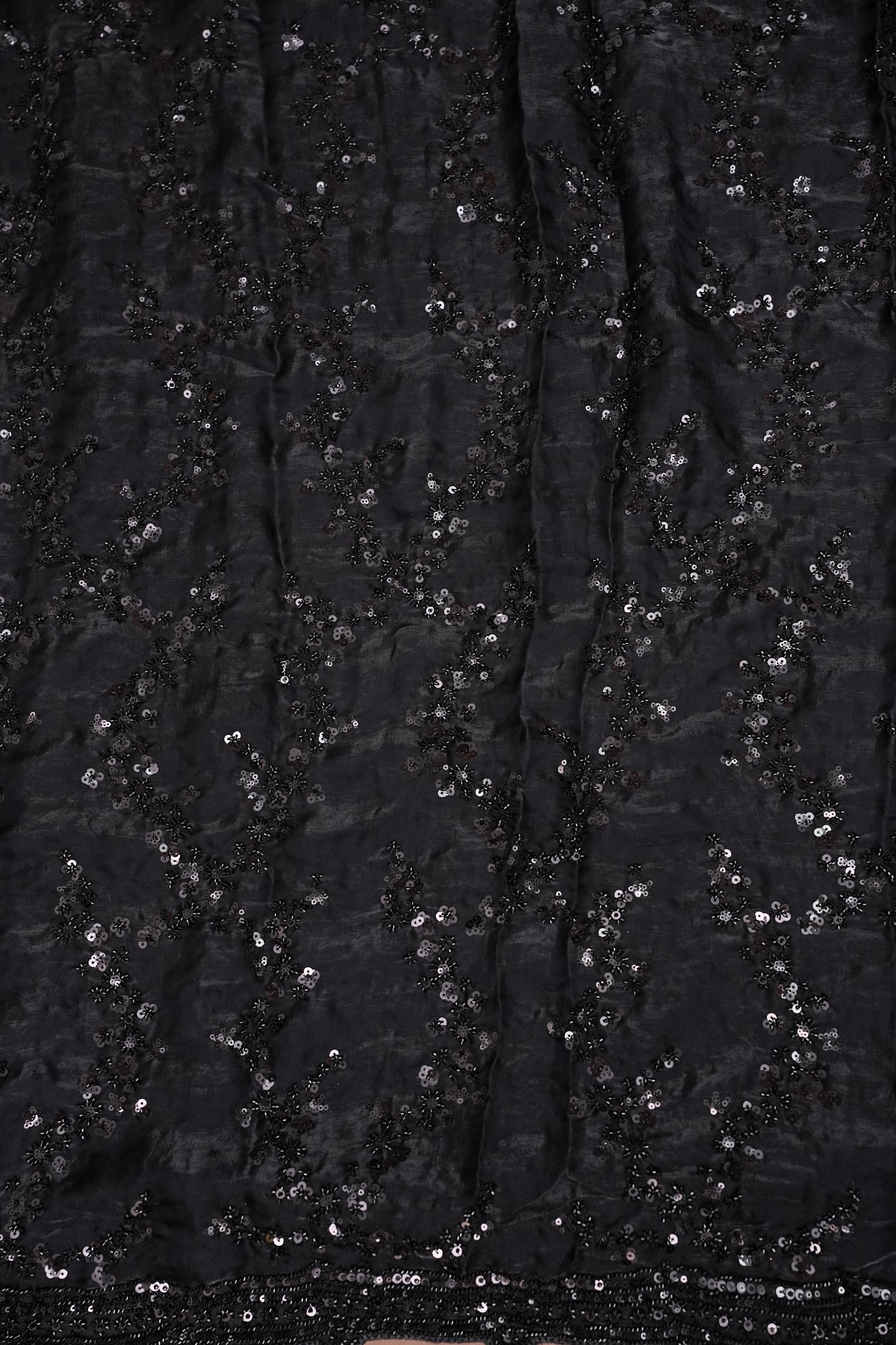 Midnight Black Sequin Embroidered Party Wear Saree|Subarnam's Exclusive