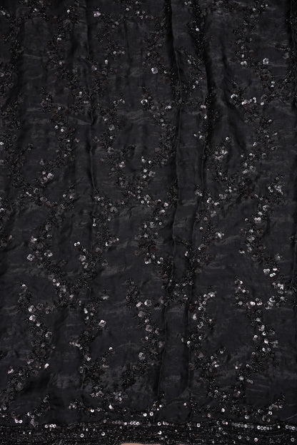 Midnight Black Sequin Embroidered Party Wear Saree|Subarnam's Exclusive