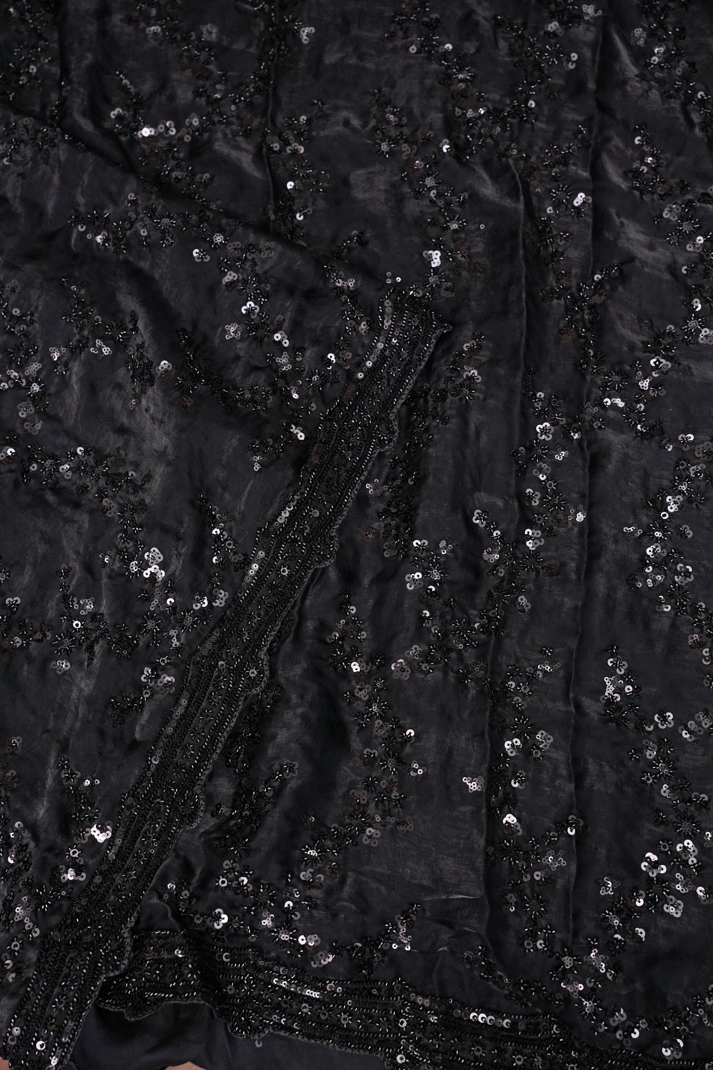 Midnight Black Sequin Embroidered Party Wear Saree|Subarnam's Exclusive