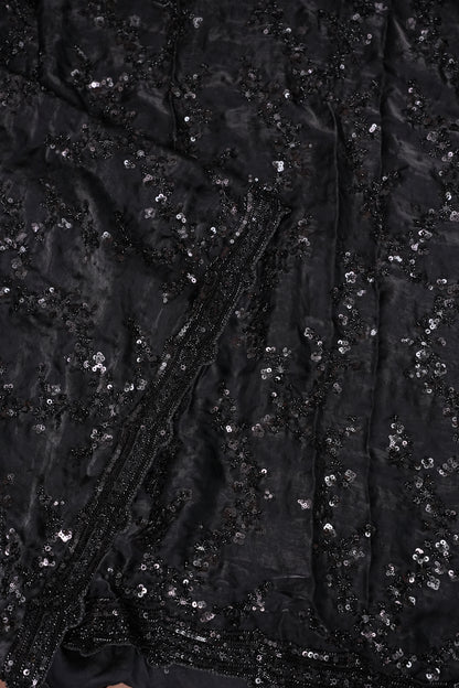 Midnight Black Sequin Embroidered Party Wear Saree|Subarnam's Exclusive
