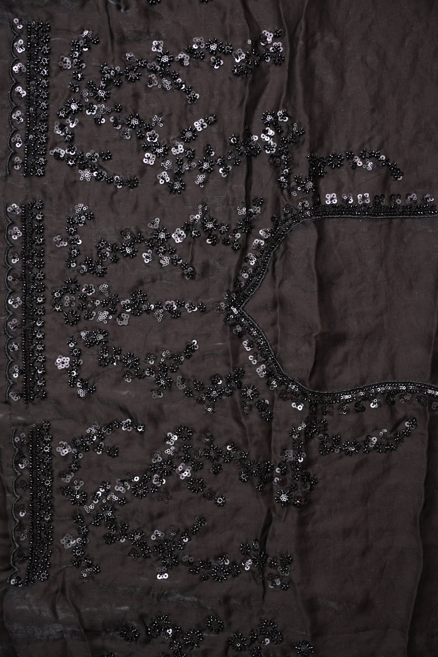Midnight Black Sequin Embroidered Party Wear Saree|Subarnam's Exclusive