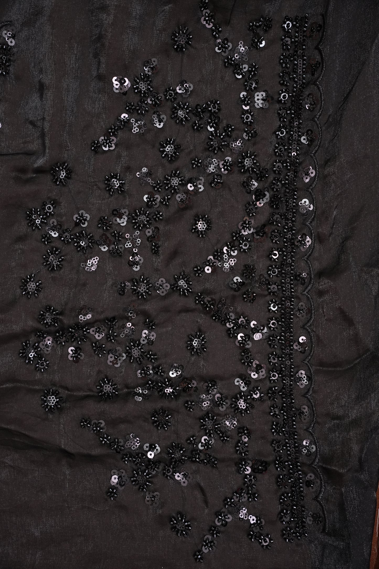Midnight Black Sequin Embroidered Party Wear Saree|Subarnam's Exclusive