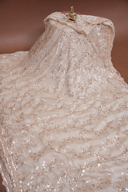 Champagne Blush Sequin Embroidered Party Wear Saree|Subarnam's Exclusive