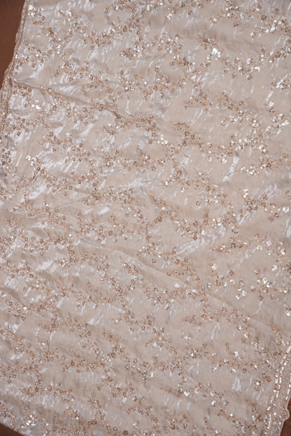 Champagne Blush Sequin Embroidered Party Wear Saree|Subarnam's Exclusive