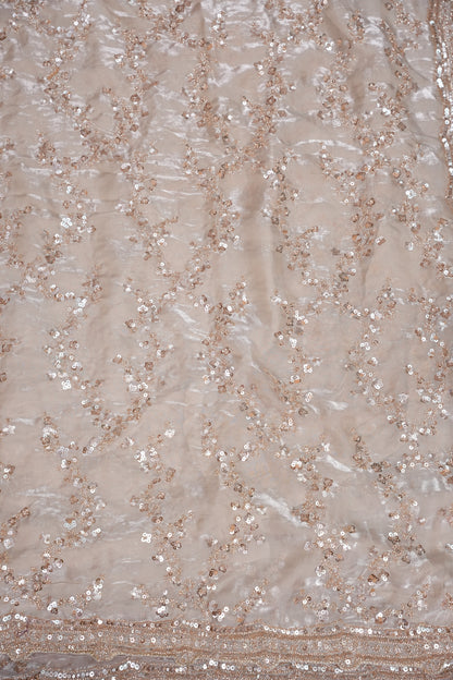 Champagne Blush Sequin Embroidered Party Wear Saree|Subarnam's Exclusive