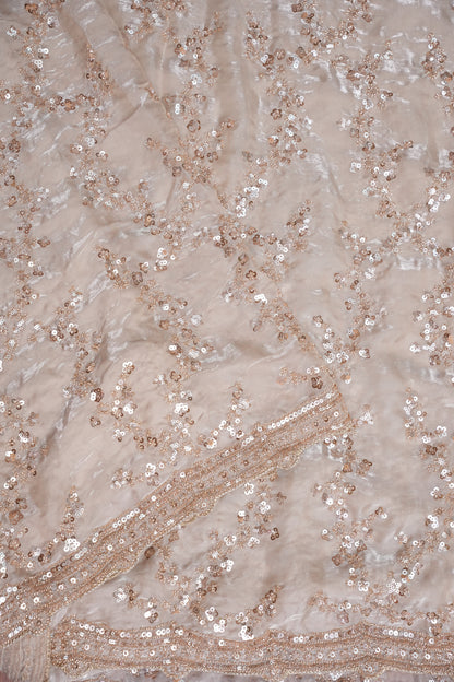 Champagne Blush Sequin Embroidered Party Wear Saree|Subarnam's Exclusive
