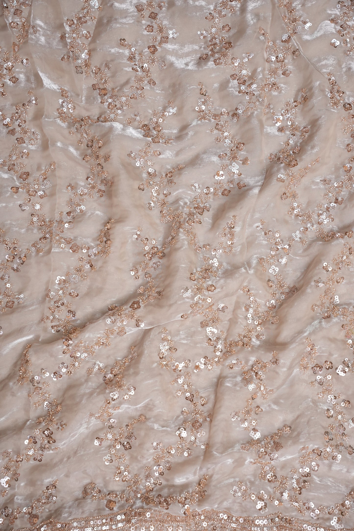 Champagne Blush Sequin Embroidered Party Wear Saree|Subarnam's Exclusive