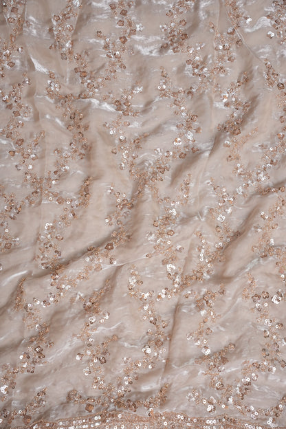 Champagne Blush Sequin Embroidered Party Wear Saree|Subarnam's Exclusive
