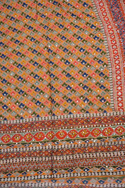 Multicolour Mirror Work Party Wear Saree with Designer Blouse