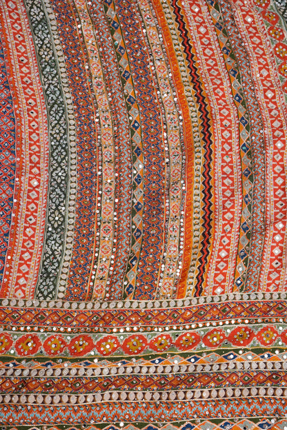 Multicolour Mirror Work Party Wear Saree with Designer Blouse
