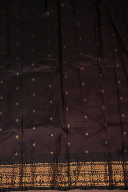 Pure Gadwal Silk Saree - Orange and Black
