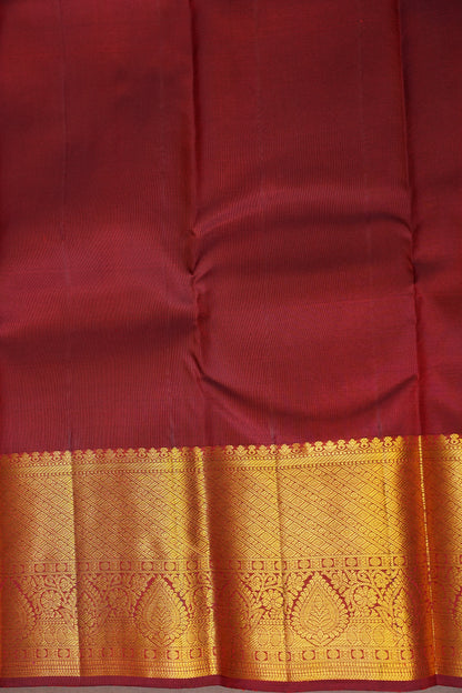 Bridal Maroon Brocade Pure Kanchivaram Silk Saree with Rich Zari Weave|Silk Mark Certified.