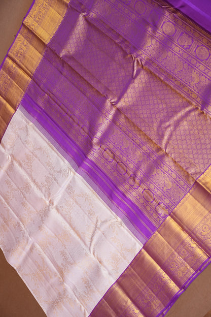 Lavender & Rich Purple Pure Kanchivaram Silk Saree with 2 Gram Rich Gold Zari Weave|Silk Mark Certified
