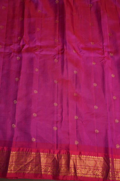 Pure Gadwal Silk Saree - Parrot Green and Hot Pink